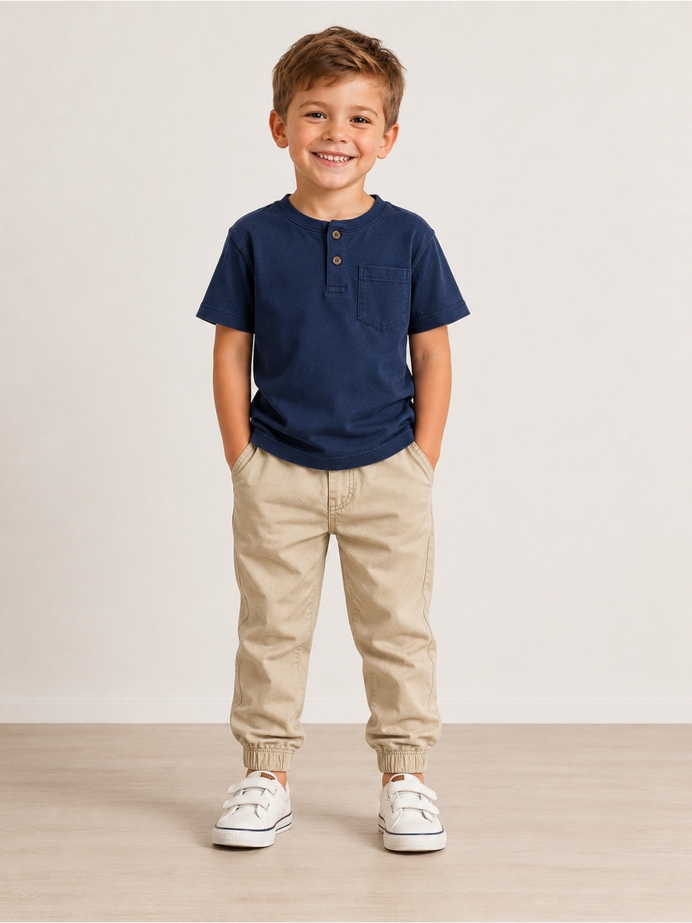 Kids Headquarters Tan Elastic Waist Pants